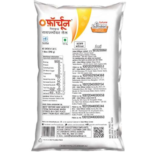 Fortune Sunflower Refined Oil, 1 L Pouch